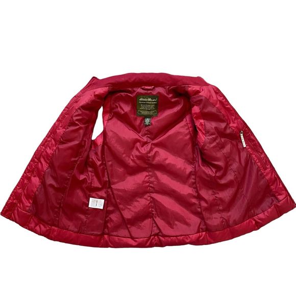 Eddie Bauer Puffer Vest Women's M Red Premium Goose Down Quilted Red Zip - Picture 5 of 8